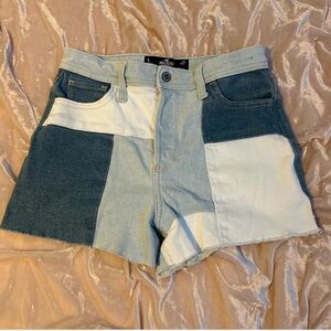 Hollister patch work jean shorts